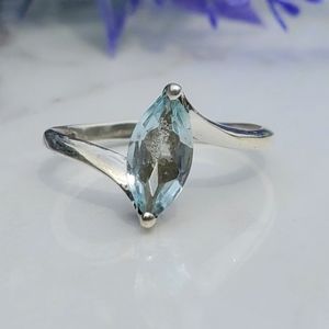 Blue Topaz Sterling Silver Solitaire Ring